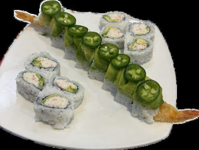 Jalapeno roll + CA roll.