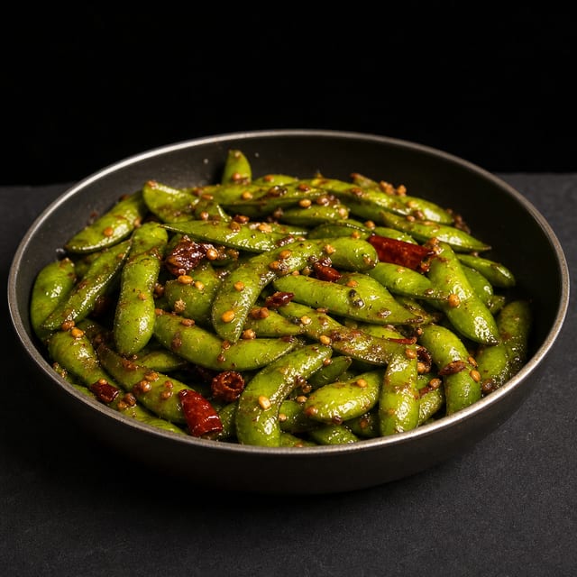 Spicy Garlic Edamame.