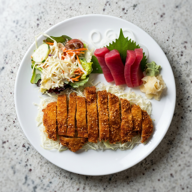Pork Katsu & Sashimi.